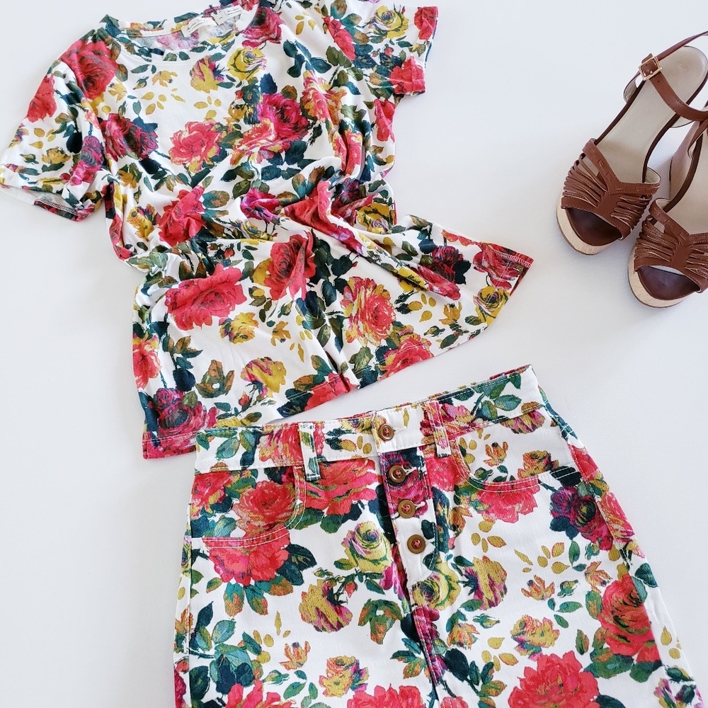 ANTHROPOLOGIE Floral 2 Piece Set Maeve/Meadow Rue - Picture 1 of 8